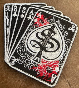 22 Smokin AceS - Dead Mans Hand Patch (White)